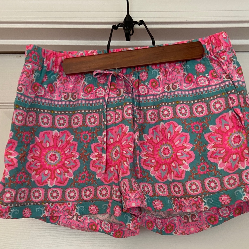 Vineyard Vines Pink and Green Patterned High Waist Shorts
